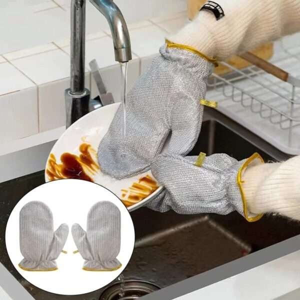 Kitchen Dishes Silver Wire Cleaning Gloves